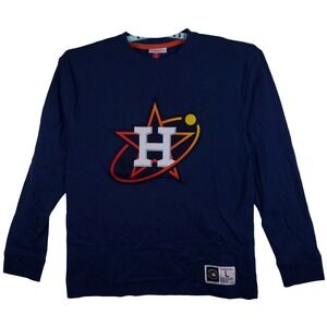 Houston Astros Mitchell & Ness MLB Large Longsleeve Cut‎ & Sew Logo Navy New